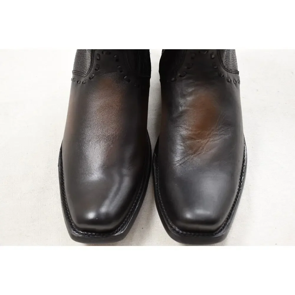 Cuadra Men's Viena Black Laser Woven Zipper Cowhide Leather CU559 US Size 9.5 EE